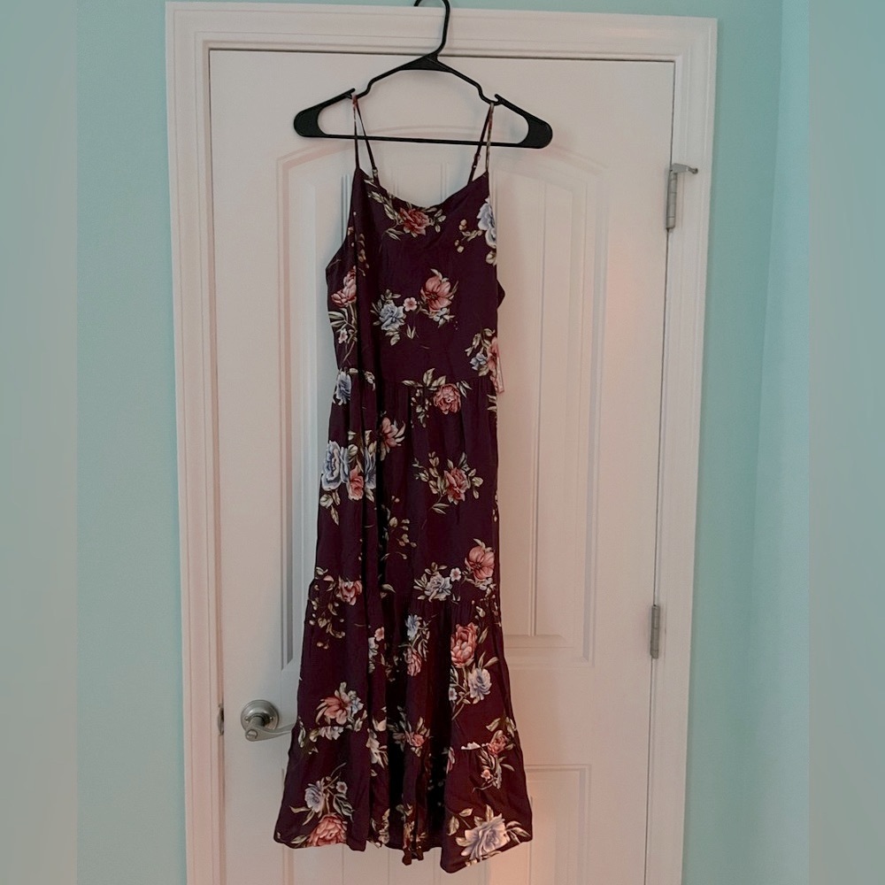 NWT wine and flowers strap dress XL